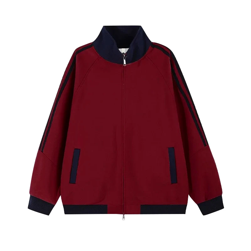 美式条纹休闲开衫卫衣男秋冬新款潮牌学院风情侣百搭运动夹克外套