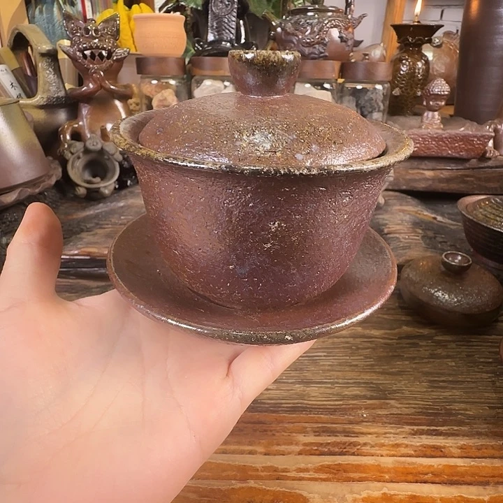 云南非遗崔家古龙窑柴烧三才盖碗150cc