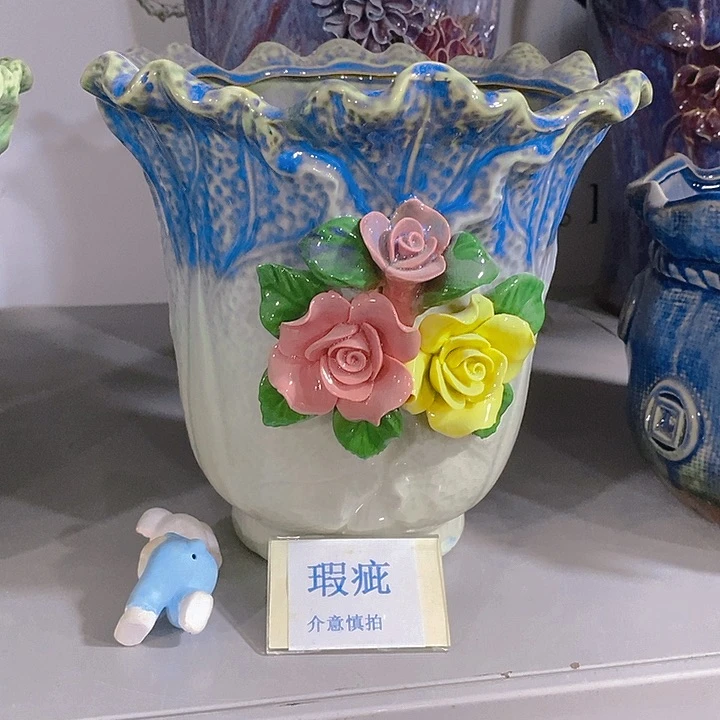 紫砂花盆多肉瑕疵盆有孔。