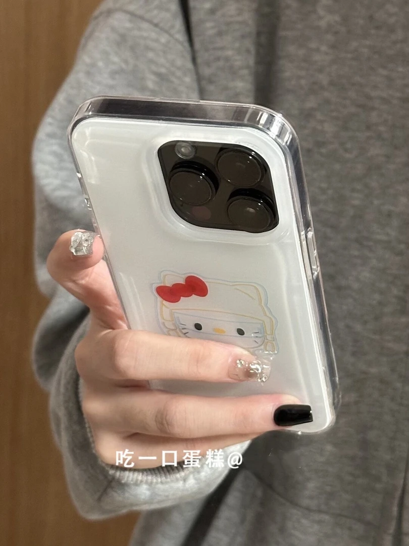 线条拿苹果kitty适用苹果16Promax手机壳vivo华为oppo小米15大孔