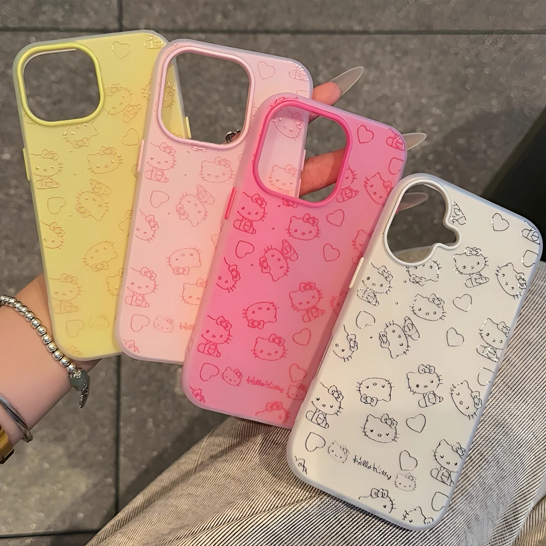 多巴胺二合一果冻爱心凯蒂猫手机壳适用于苹果16proamx大孔防摔软