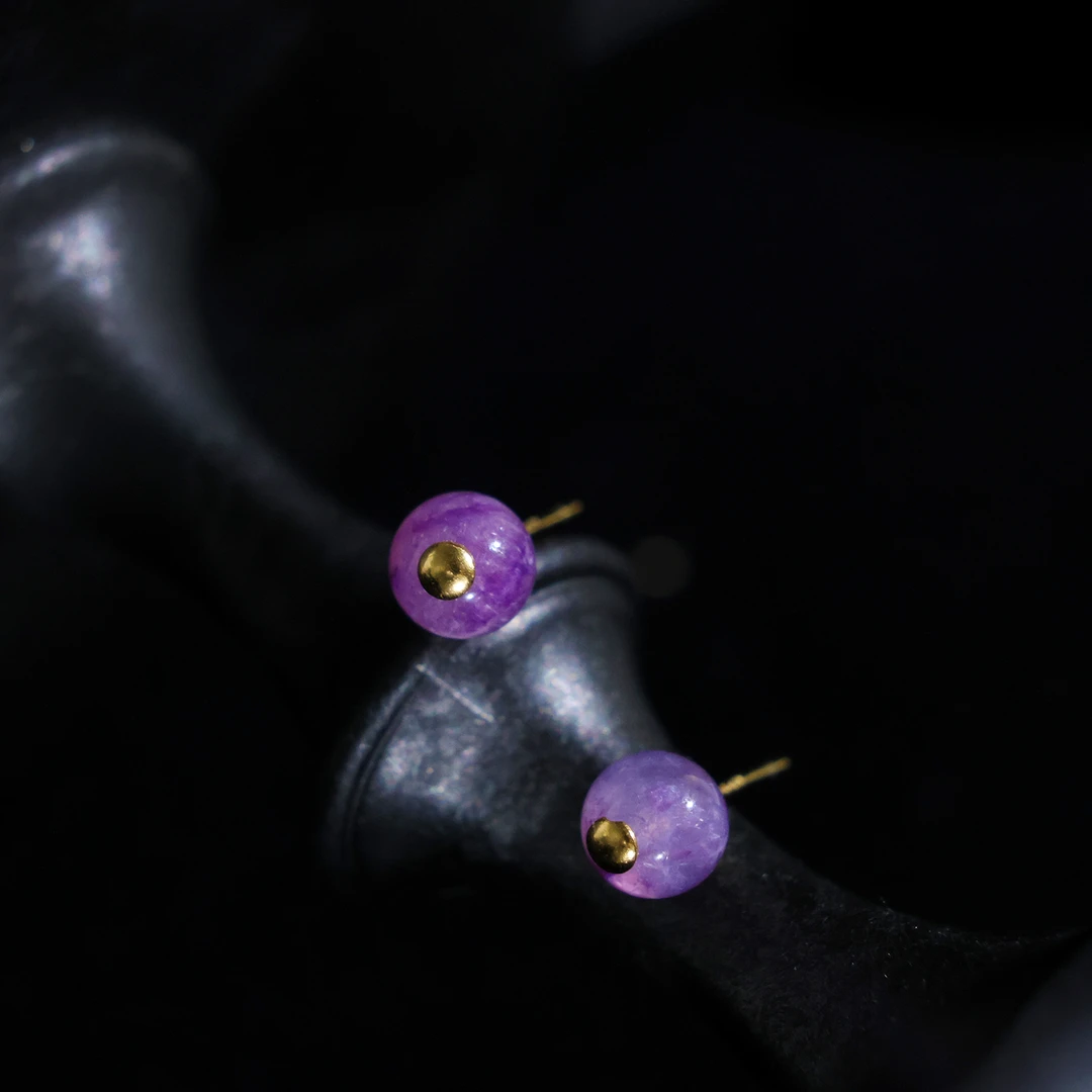 【思嘉】星芒 · 紫龙晶圆珠耳钉6.5mm | 多样性发一 DFS013