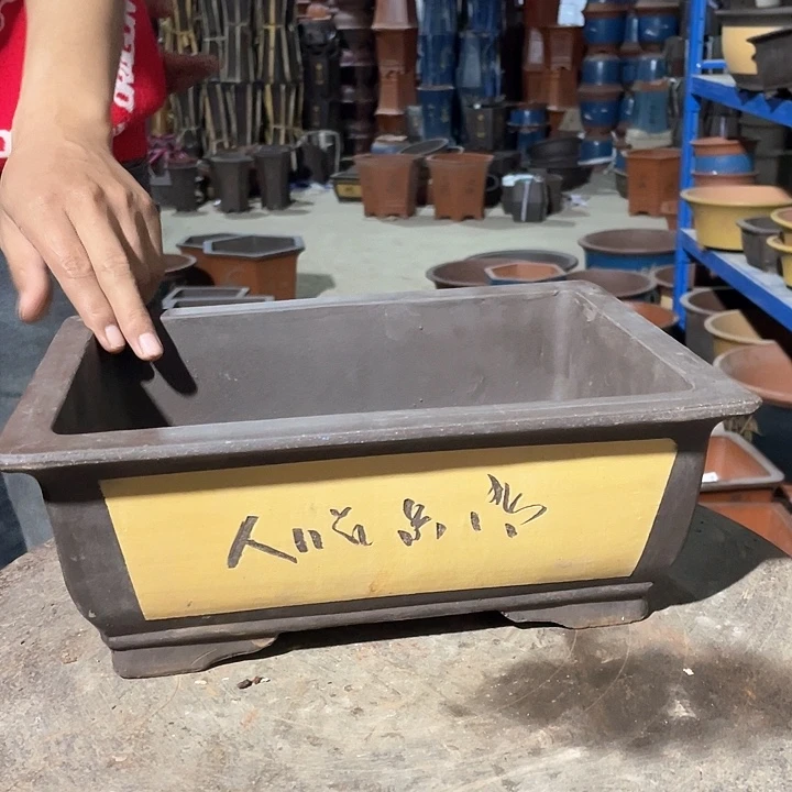 紫砂31黄色马槽花盆