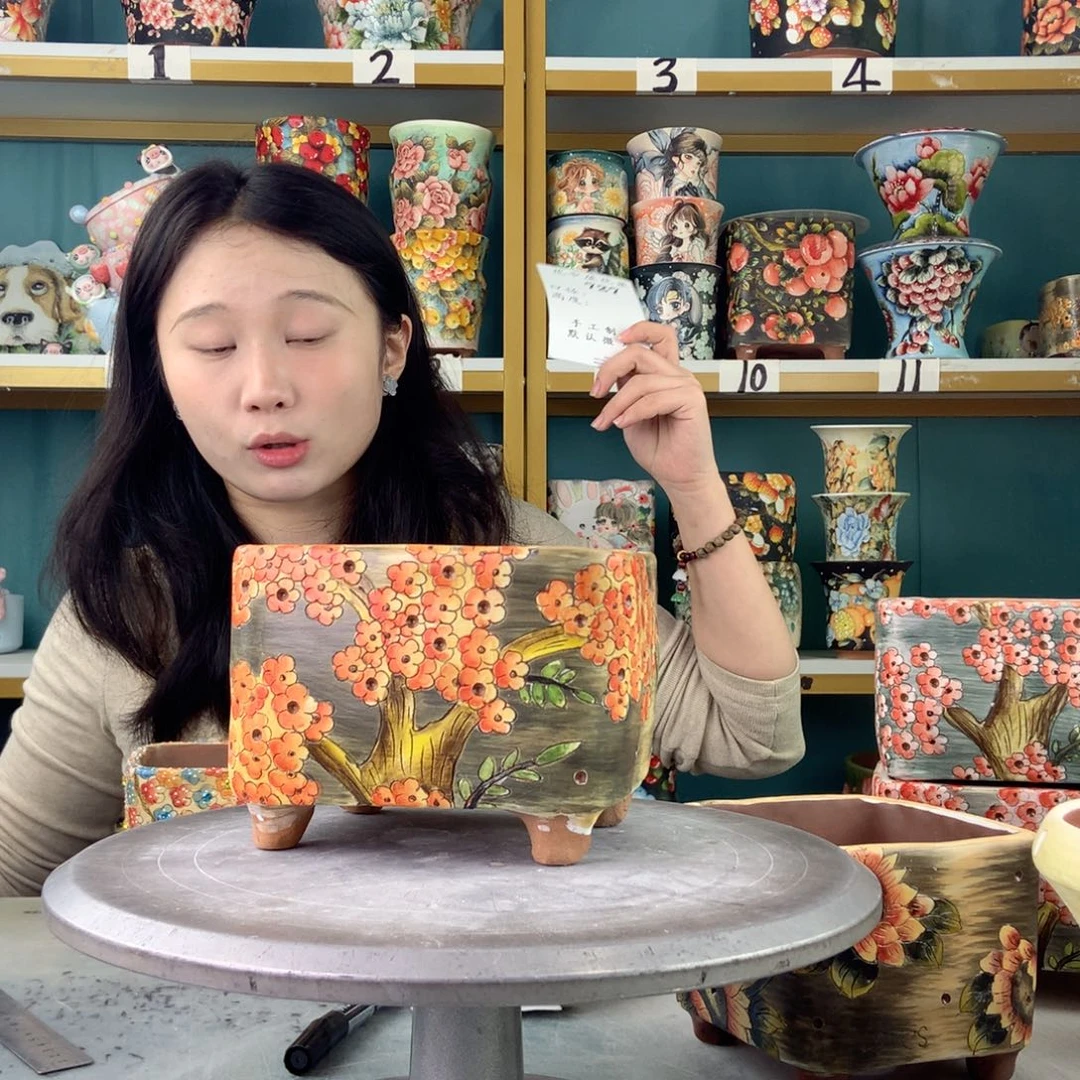 落****陶景德镇手工花盆727