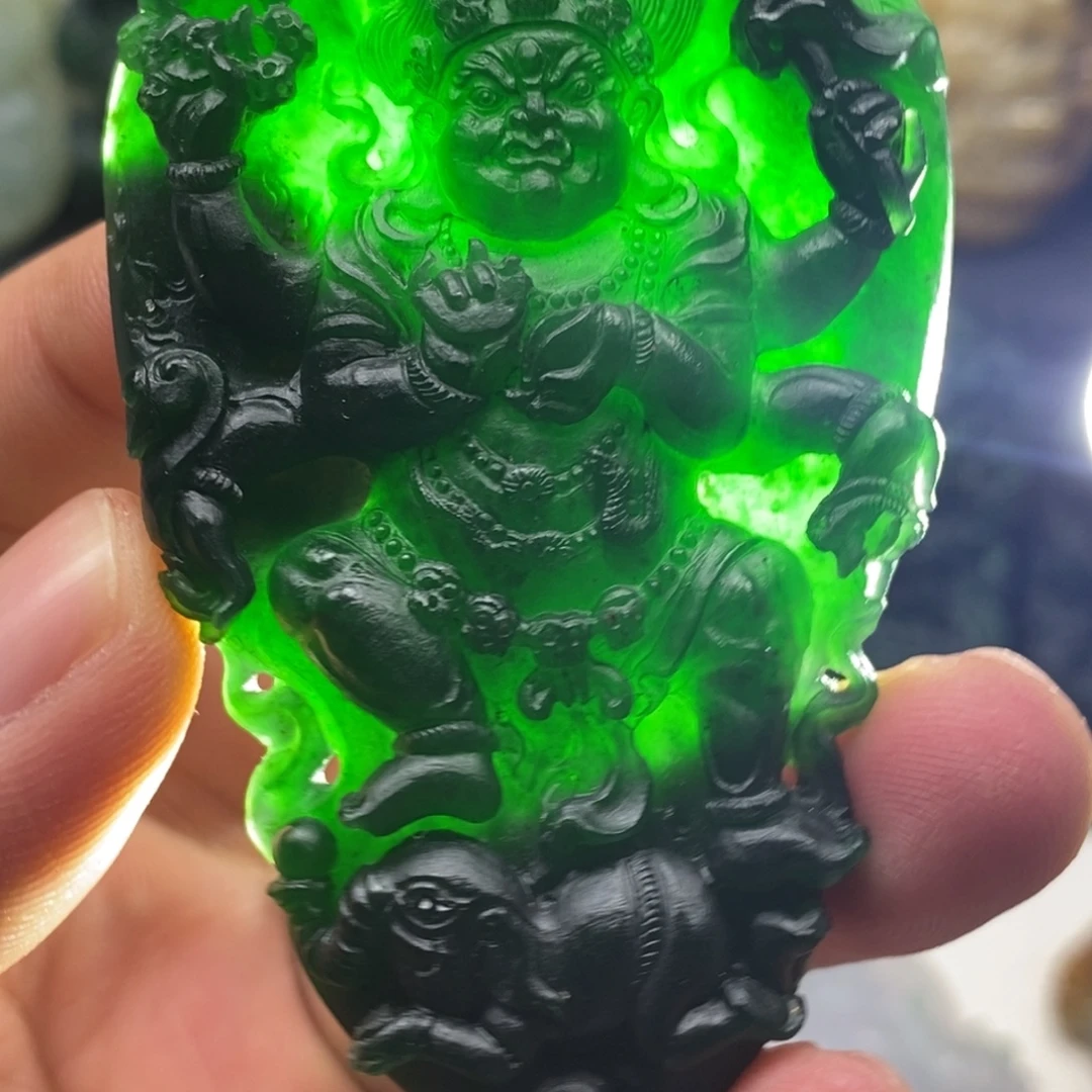 定制翡翠未镶嵌天然翡翠A货大黑天