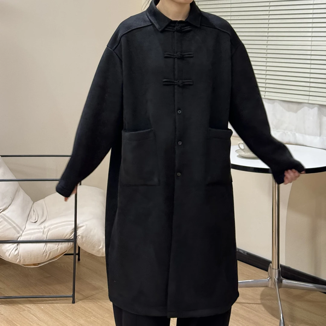 UpSd-重磅炸【以父之名】新中式加厚加绒长款风衣外套