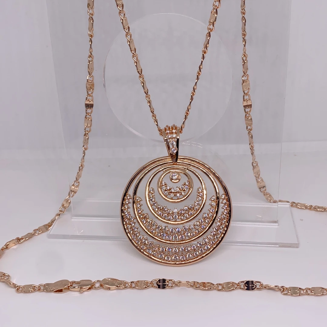 铜合金项链 266项链70㎝吊坠时尚简约玫瑰金色轻奢百搭镶嵌坠链