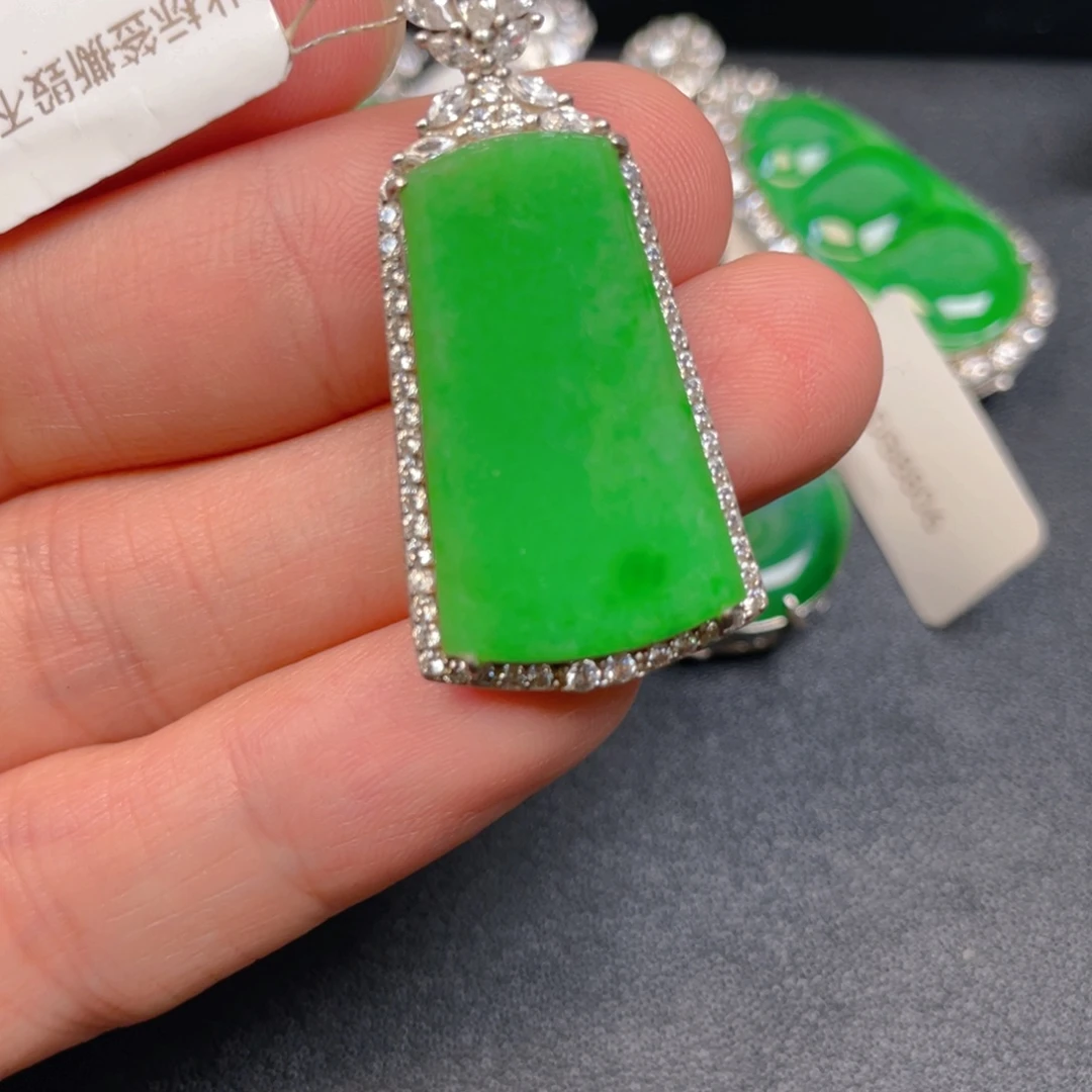 吊坠(不含链)银S925镶嵌翡翠