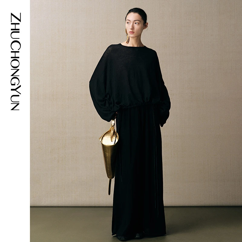 【大秀同款】ZHUCHONGYUN2025夏堆褶袖口抽绳针织上衣C1FZ2763M