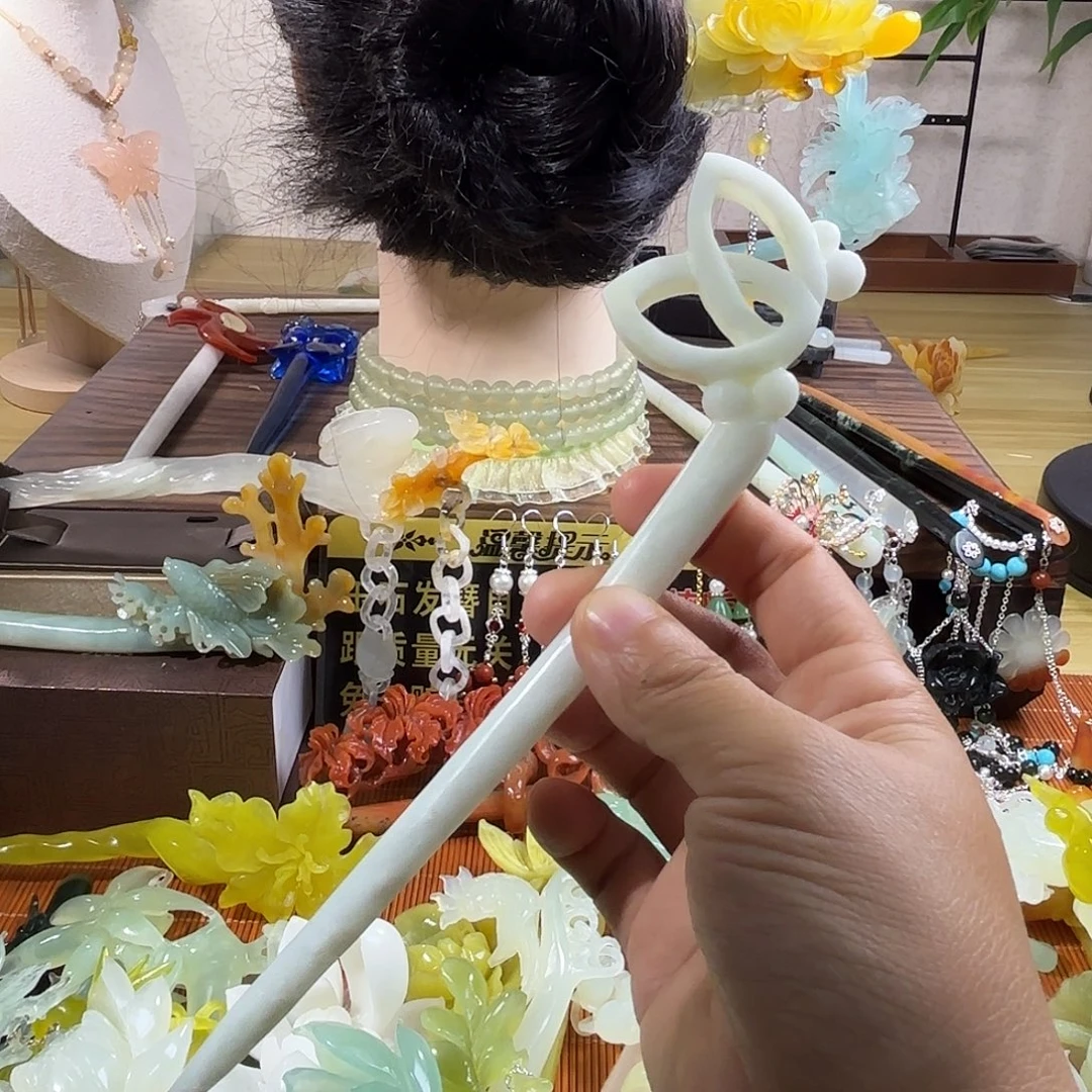 蛇纹石玉合金发饰