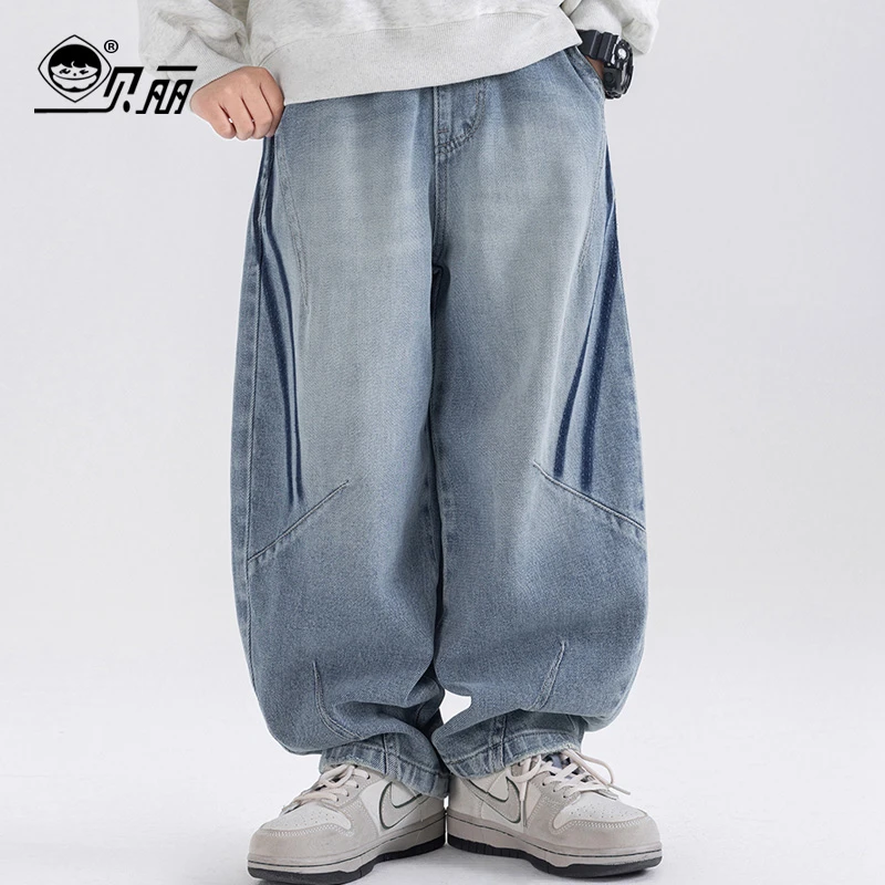 2025童装新款韩版休闲男童牛仔裤儿童春季潮童时尚中大童牛仔长裤