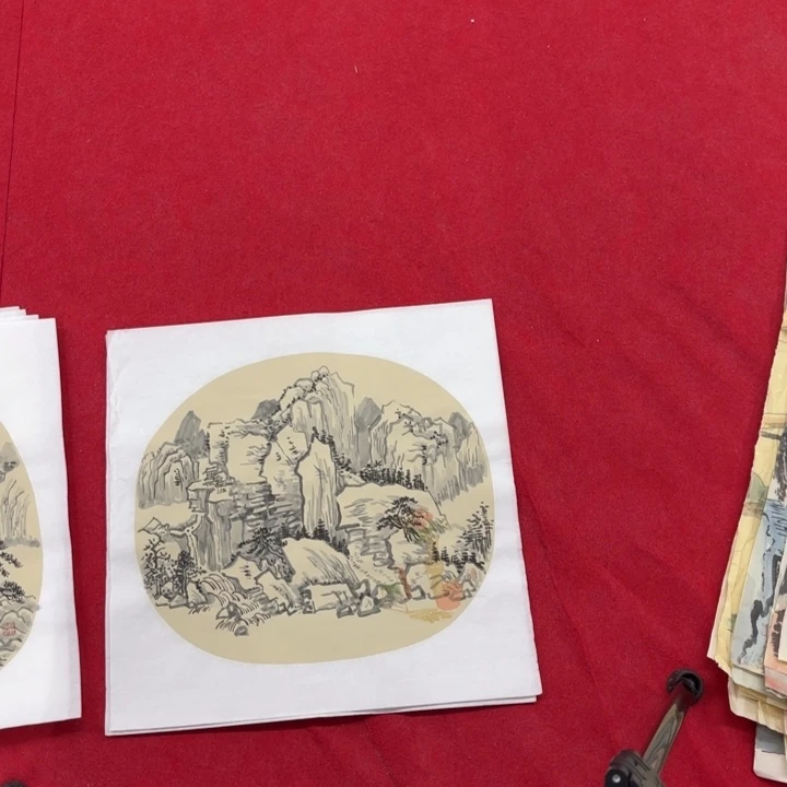 国画花鸟等图案为一体的