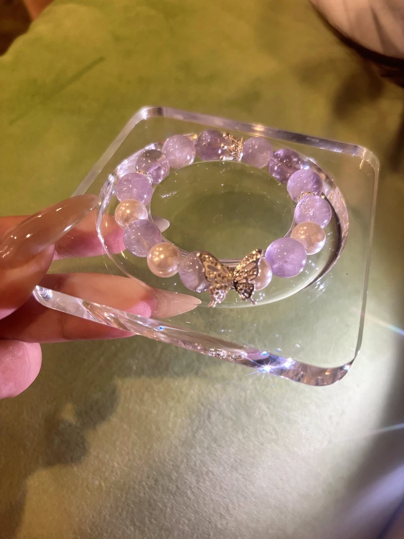 合金仿水晶手链 小众女紫水晶高透轻奢蝴蝶款时尚手串串珠饰品