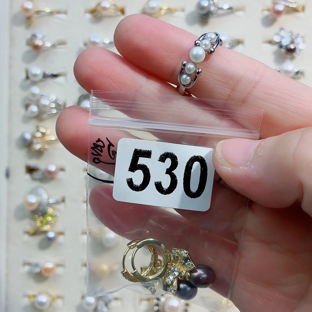 我***切淡水珍珠耳饰合金