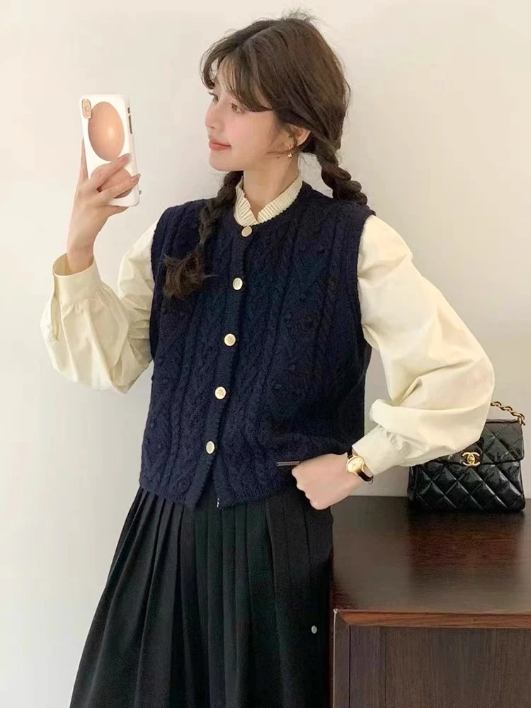 【嘻嘻家】韩系休闲时尚百搭毛线马甲27230