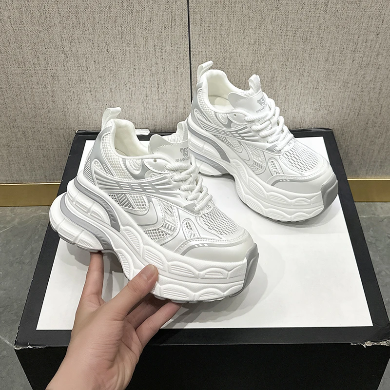 10cm增高超厚底老爹鞋女夏季新款单网透气松糕运动鞋女显脚小个子