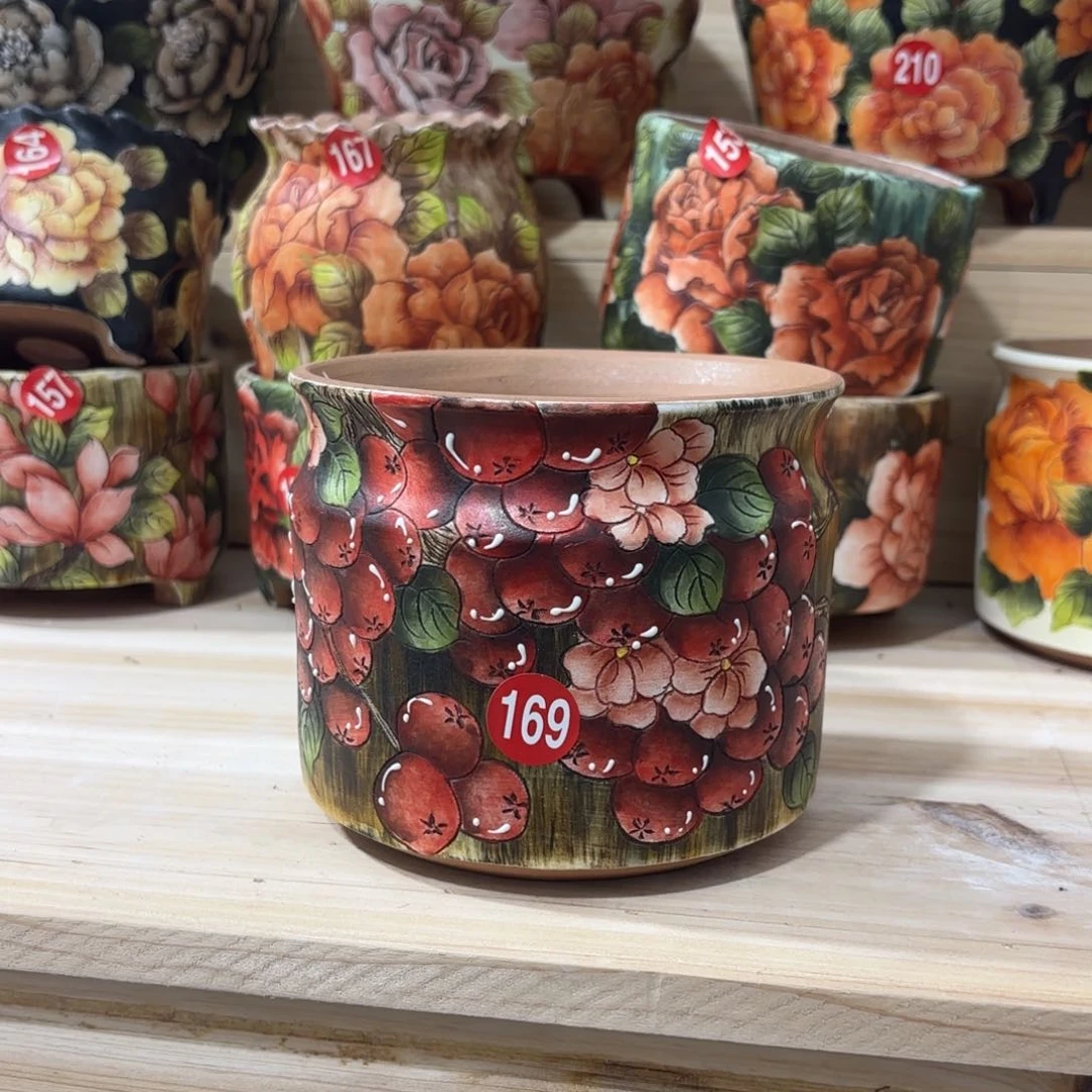 紫砂花盆景德镇手绘花盆陶瓷13/11