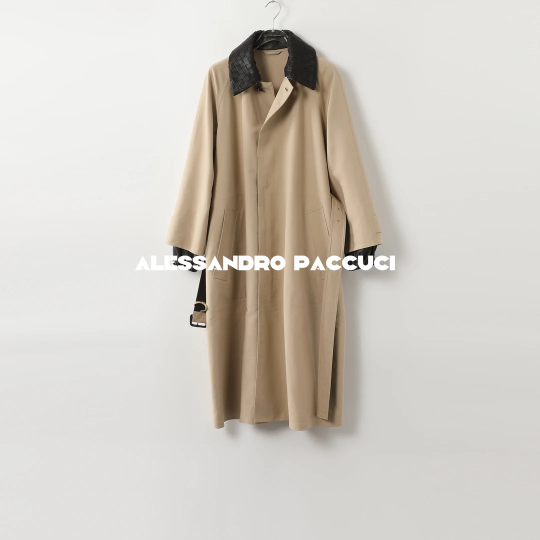 AP洛哥431001FY 棉撞色绵羊皮领子美式复古休闲慵懒长款风衣