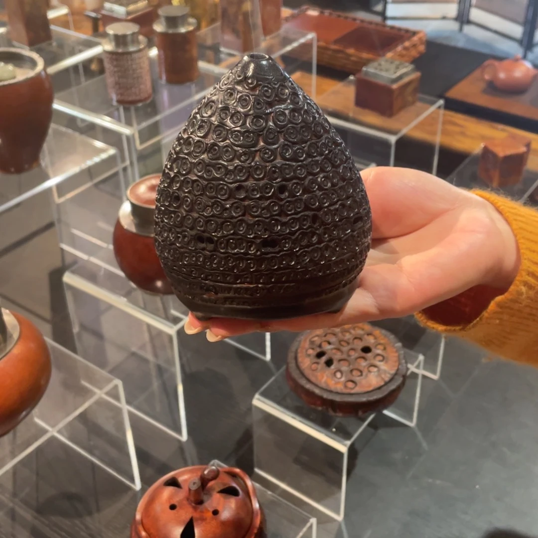 紫砂茶道爱***猫竹根香炉