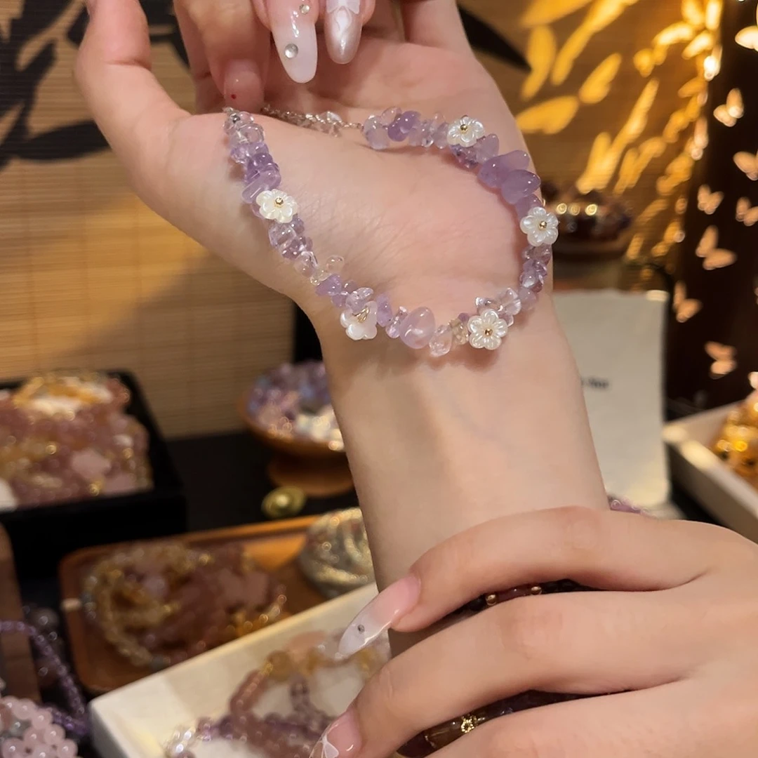 水晶手链合金9.9紫水晶