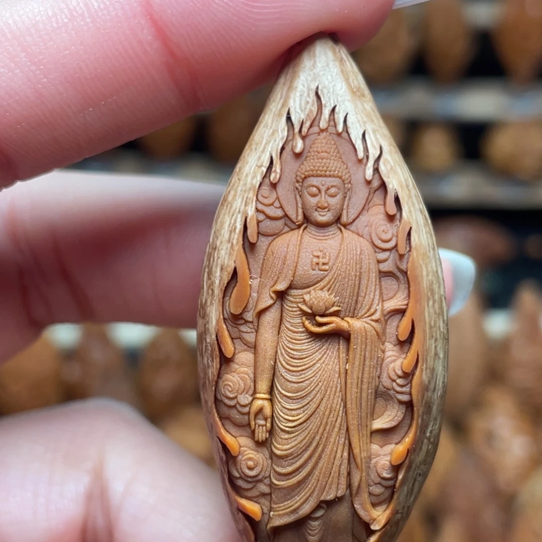 橄榄核把件阿弥陀佛