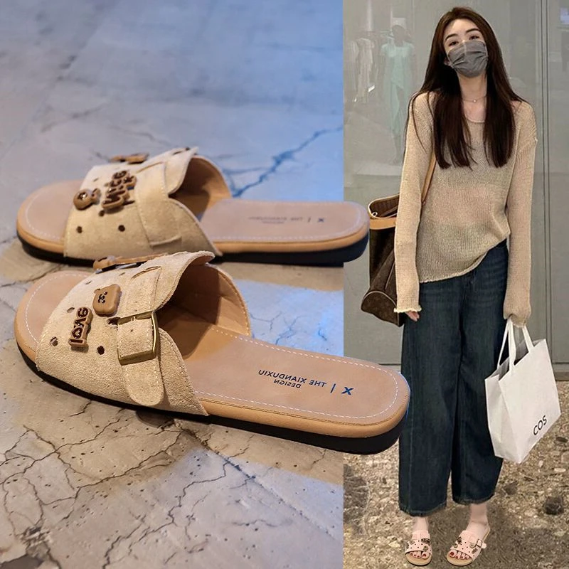 爆款平底拖鞋女2025新款外穿夏季软底一字拖配裙子高级感沙滩凉拖