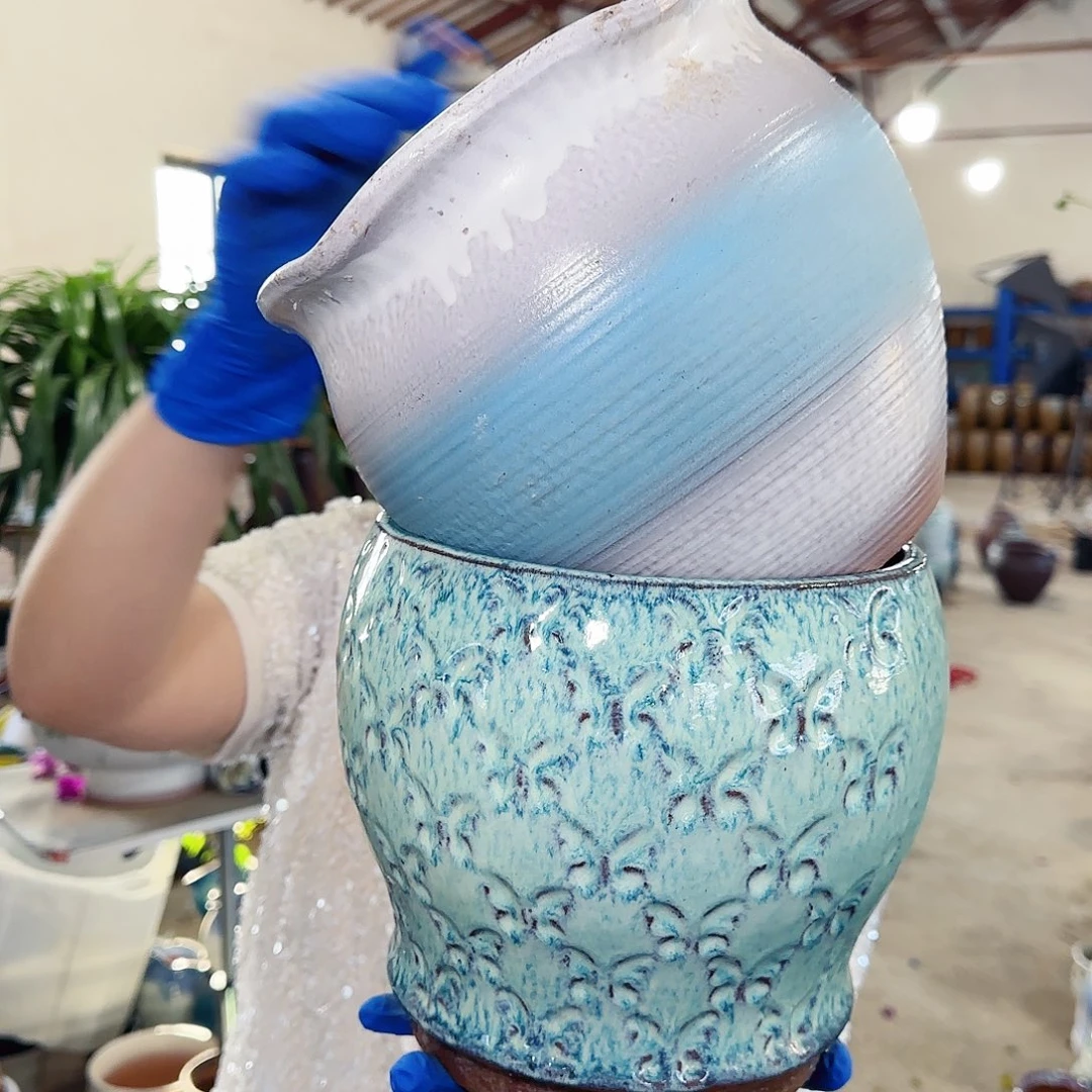 紫砂花盆高18口19