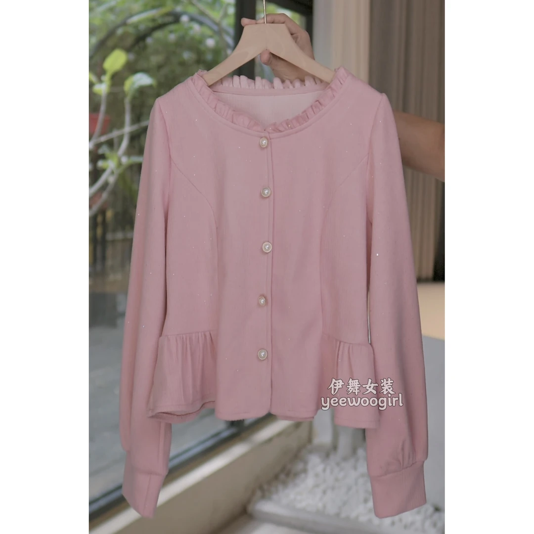 【伊舞】2025新款秋季洋气时尚圆领长袖打底小衫女百搭显瘦气质衬衫
