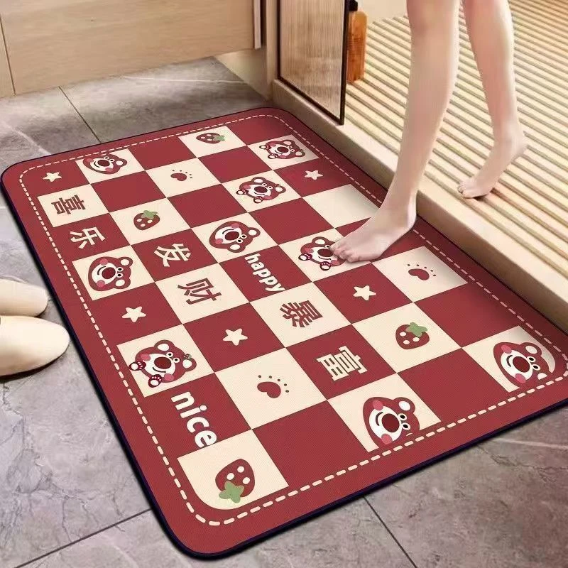 【到手两件】星星草莓熊 40*60CM 防滑橡胶底门厅玄关地毯地垫家用