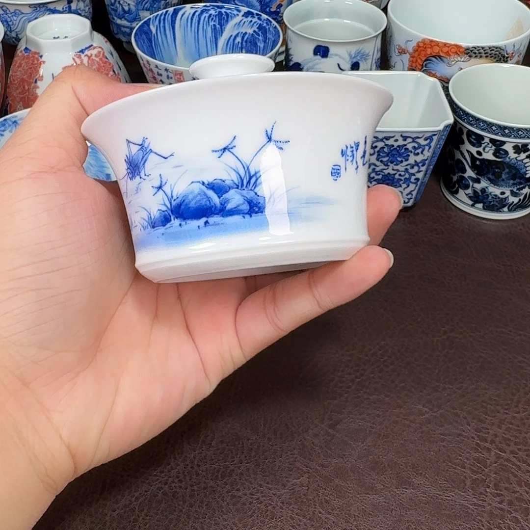 现代景德镇陶瓷盖碗