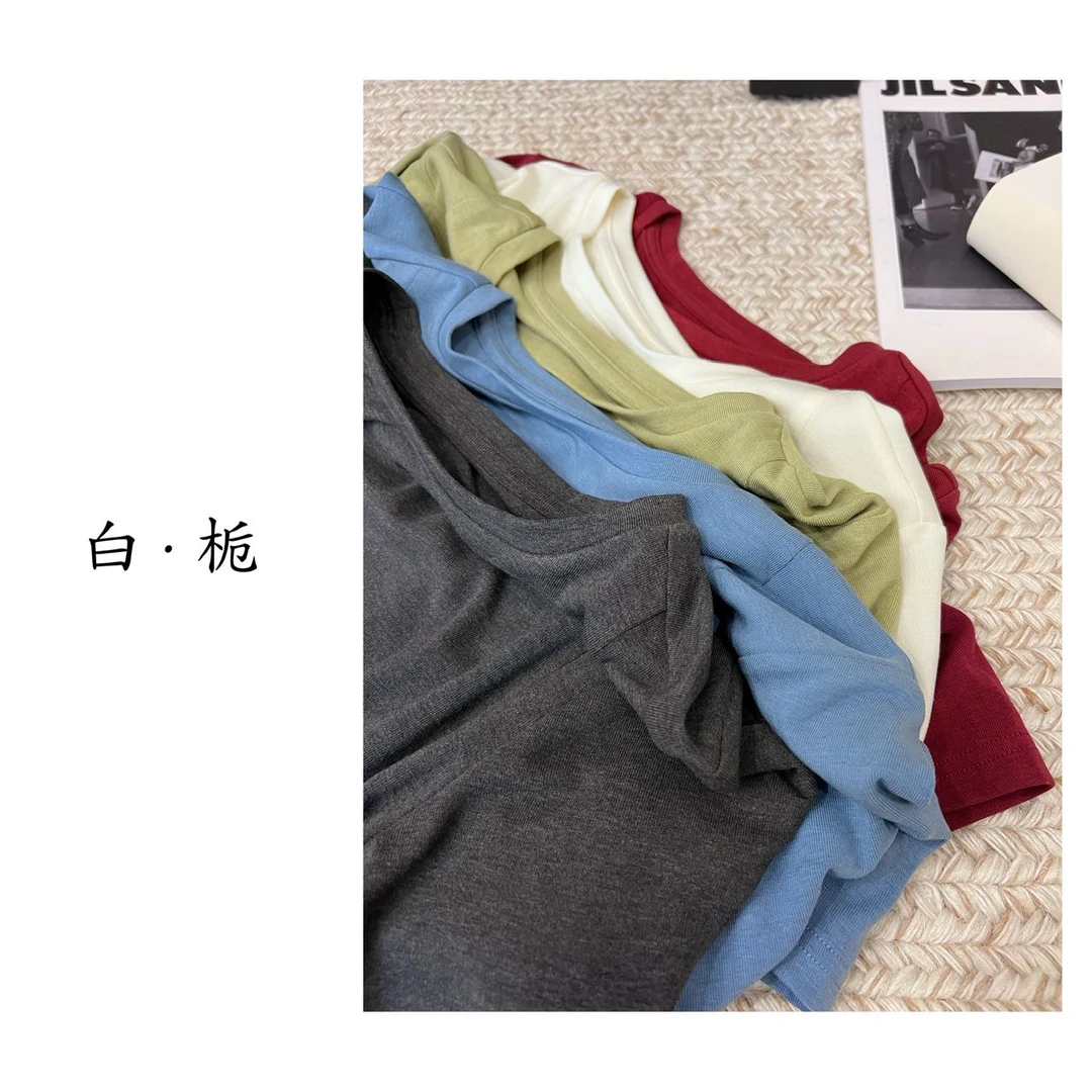 白·栀<糯米短袖>轻松穿出高级感 纯色宽松慵懒感短袖T恤女