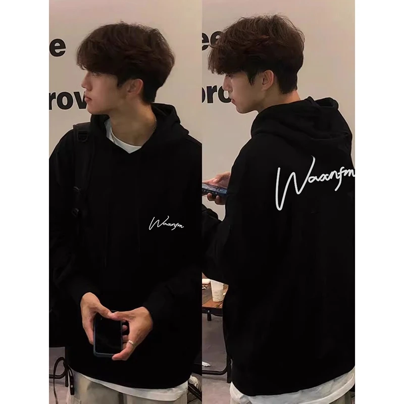 特大码300斤卫衣常规秋冬连帽宽松休闲慵懒风印花卫衣港风韩版ins