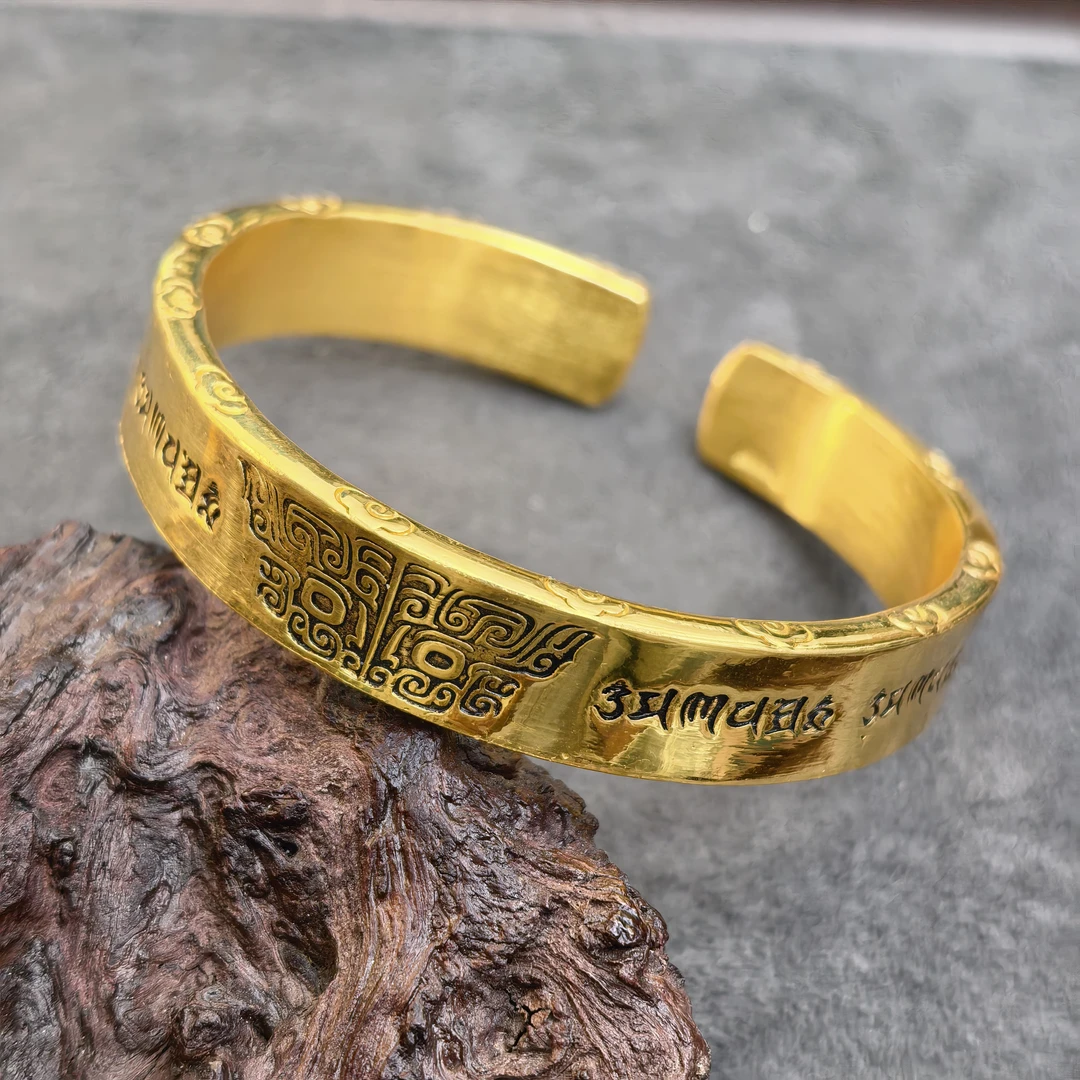 足银手镯 古法亮面黑金饕餮开口手镯时尚手工个性复古