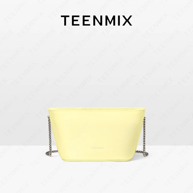 天美意真皮斜挎包链条小船包休闲手机包小众春夏时尚小挎包单肩包