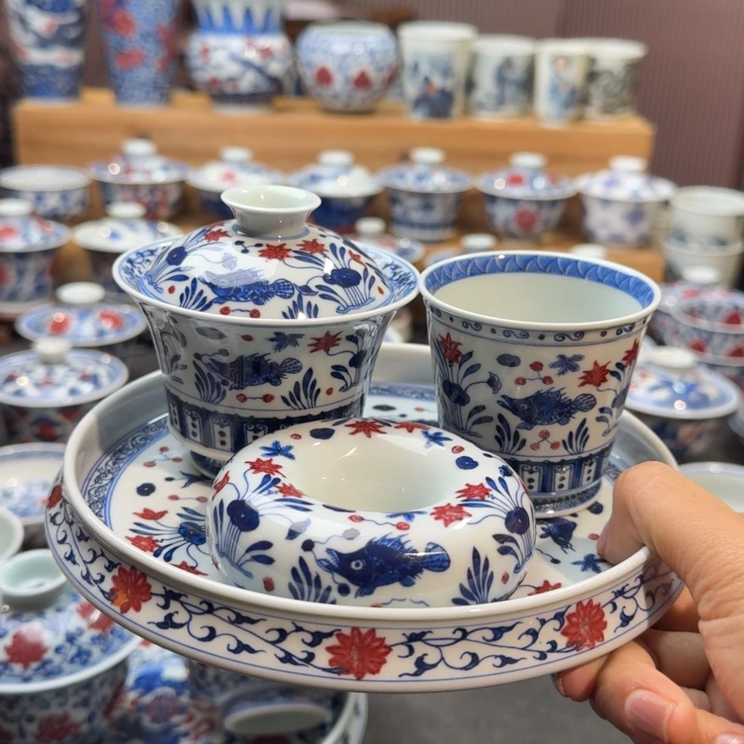 鱼藻四件套手绘原矿