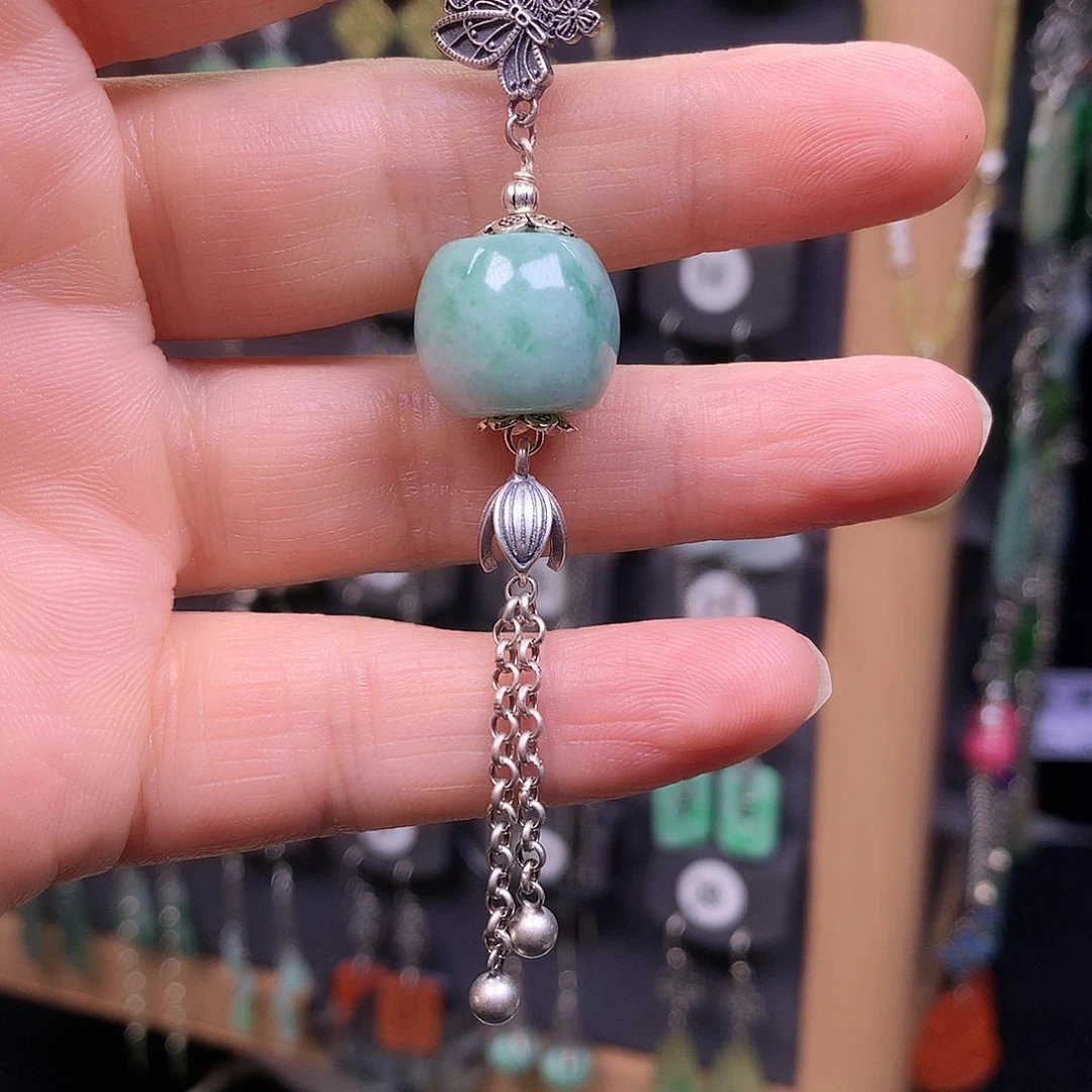 翡翠银S925镶嵌耳饰你****城精美