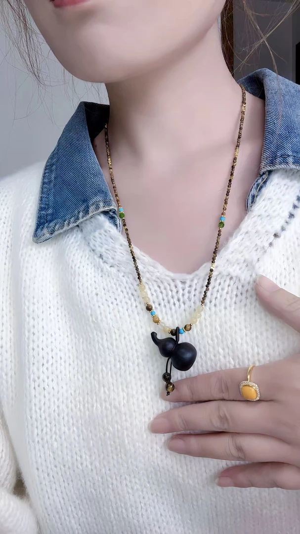 钛钢项链 新款小众设计高级感时尚长款葫芦长款毛衣链项链百搭