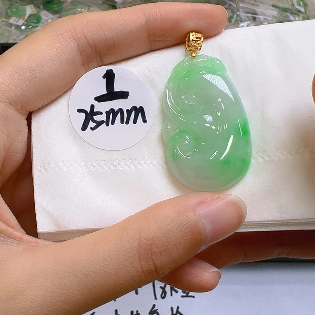 翡翠18K金镶嵌吊坠(不含链)翡翠