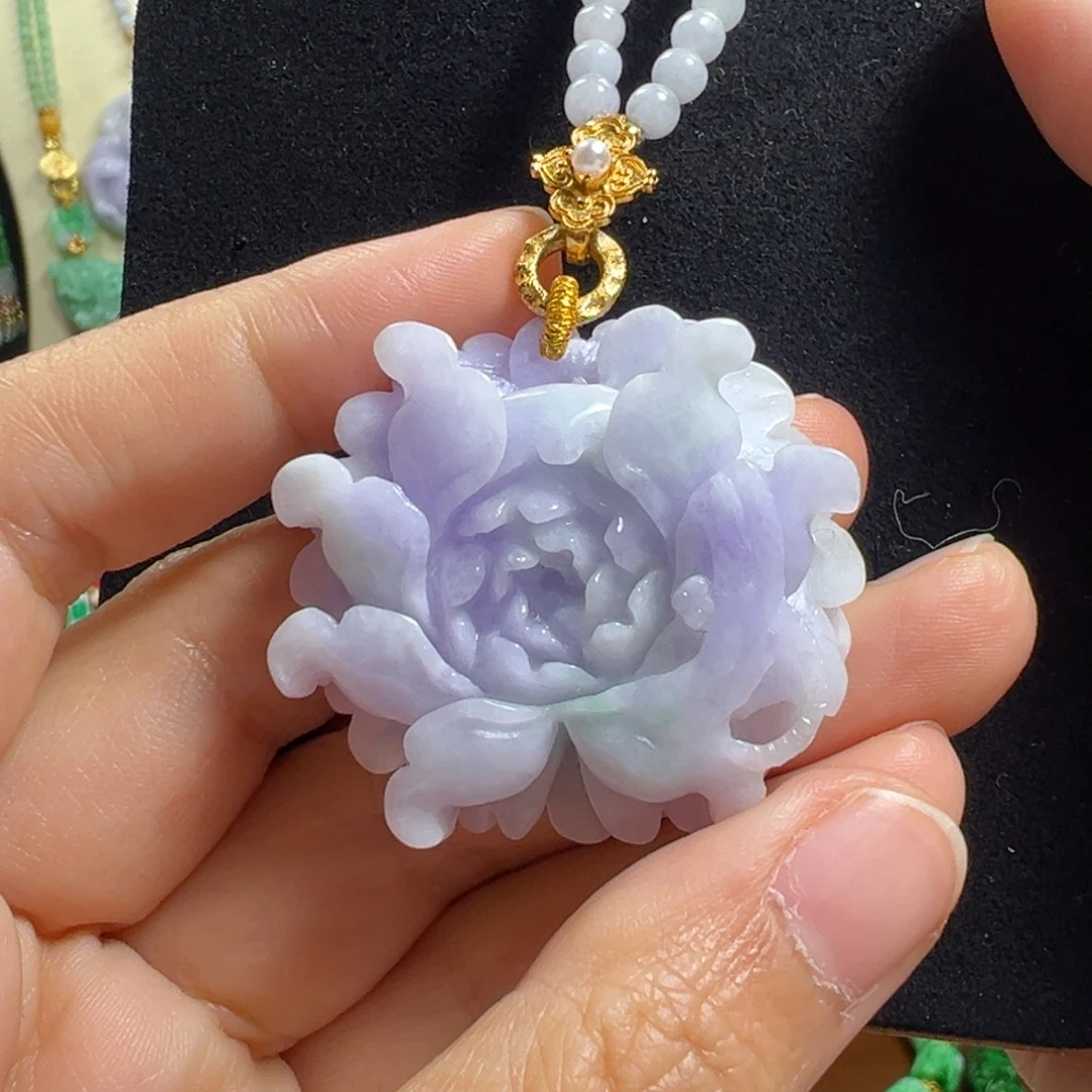 翡翠未镶嵌毛衣链紫花