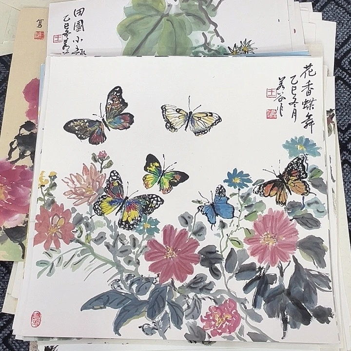 国画50.50硬卡花鸟作品m