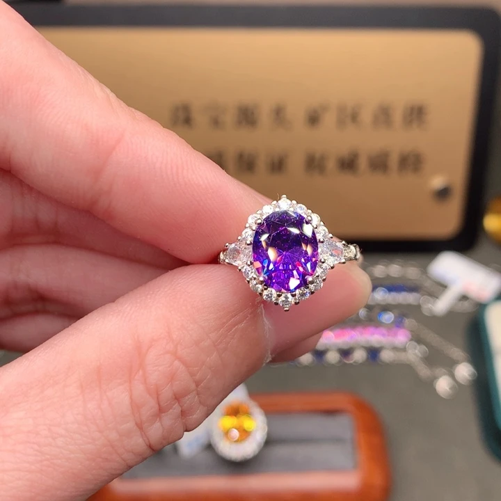 彩色蓝宝石戒指银S925镶嵌