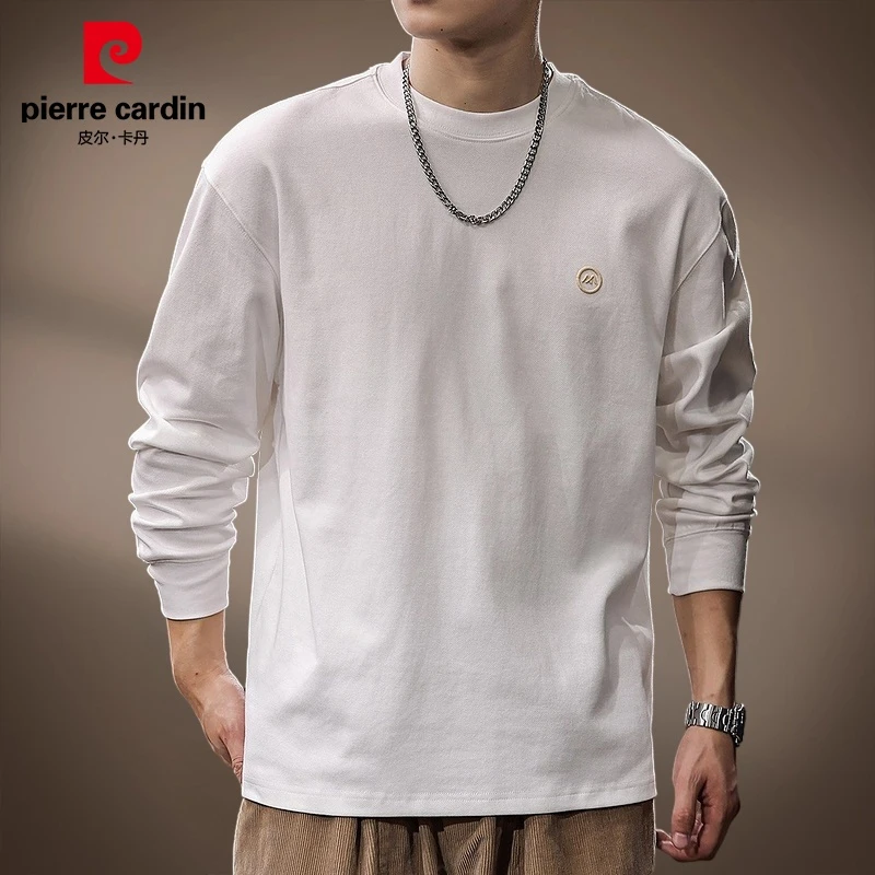 皮尔卡丹长袖t恤男士2025年秋季新款圆领时尚内搭休闲打底衣男款