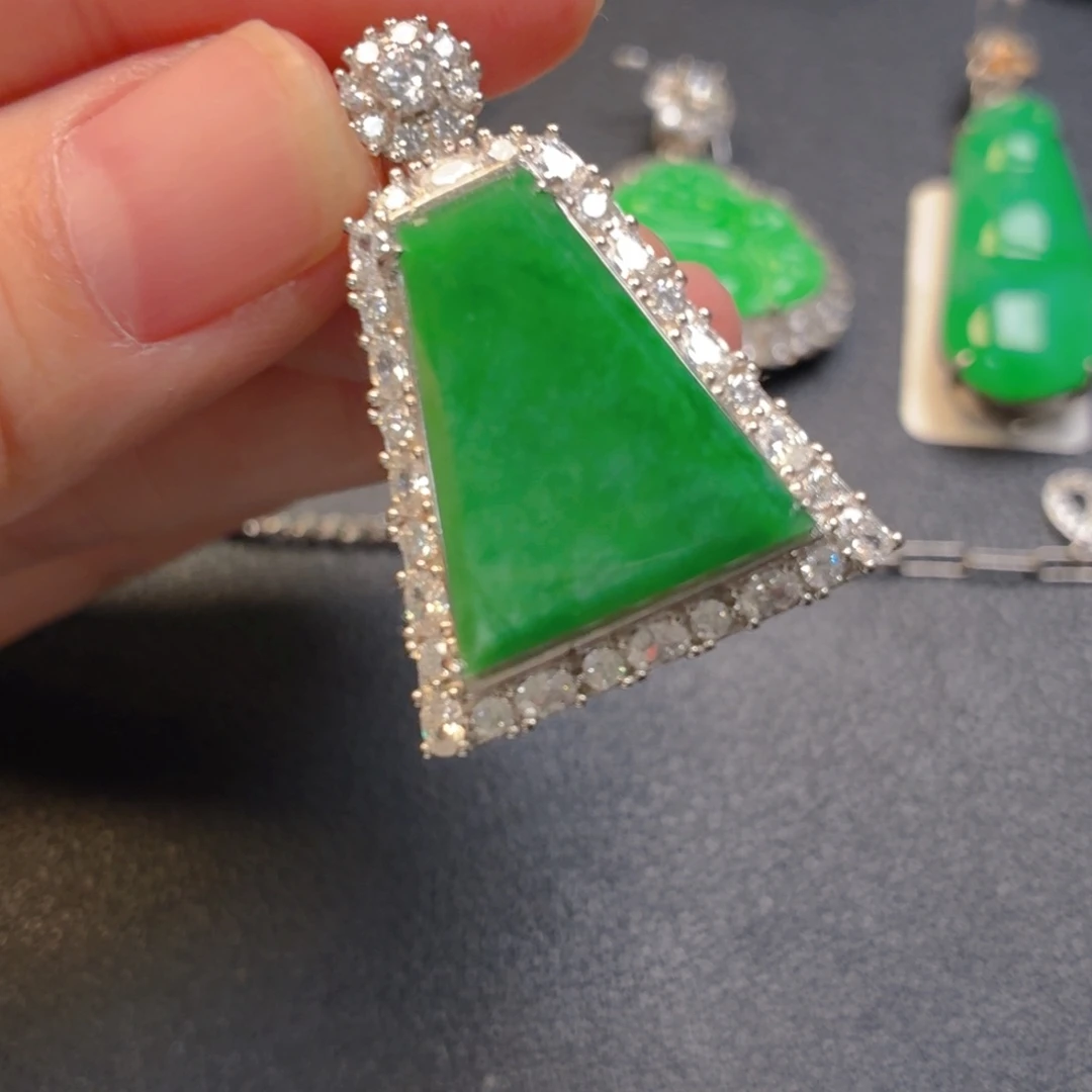 翡翠银S925镶嵌吊坠(不含链)