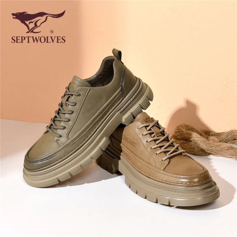 七匹狼正品男鞋秋季新款时尚百搭复古潮流工装板鞋低帮厚底休闲鞋