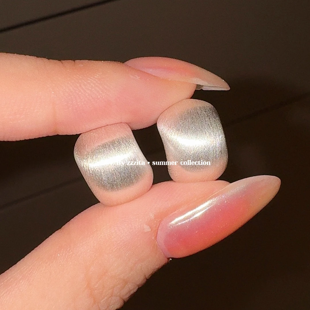 合金耳饰 Easy Chic·百搭聚光灯～简约百搭小众手工磨砂拉丝耳钉