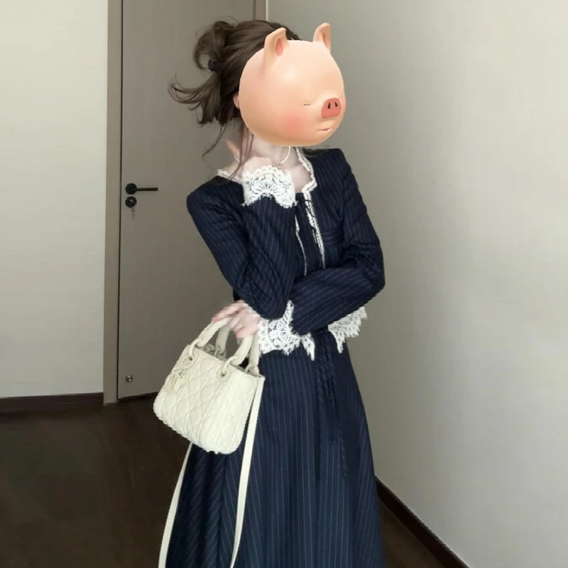 法式气质高级感衬衫长裙连衣裙子女秋季穿搭2025新款约会套装长裙