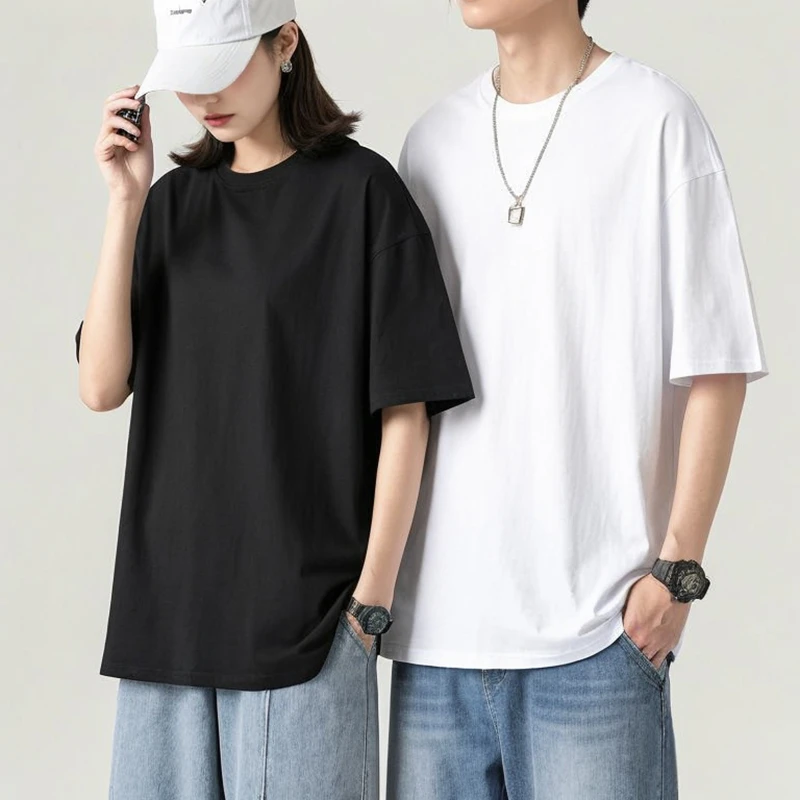 【108号】夏季宽松圆领小众设计高奢重磅纯棉T恤男女同款AF5323