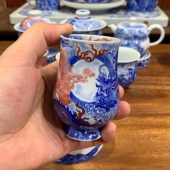 自成堂柴窑 青花釉里红