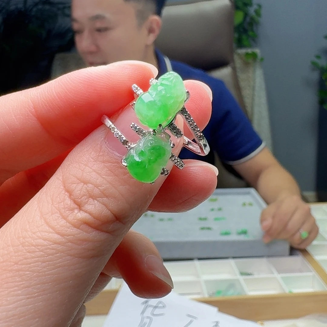银S925镶嵌戒指翡翠多样性发货其一