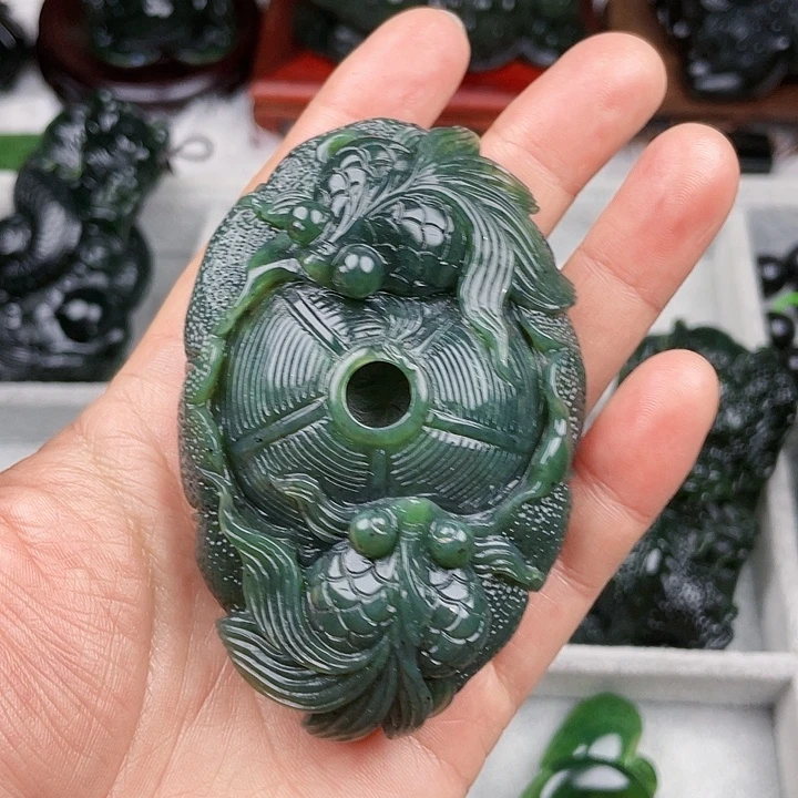 蛇纹石玉未镶嵌挂件金玉满堂把件